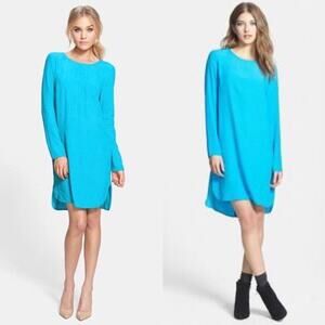 WAYF Bright Blue Long-Sleeved Crepe Lightweight Summer Shift Dress Medium